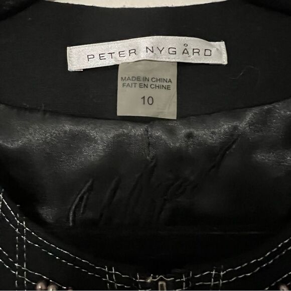 Peter Nygård Embellished Black Wool-Blend Beaded Open Front Jacket - Size‎ 10 - Picture 3 of 7
